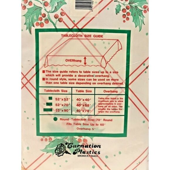 Vintage Christmas Holly Vinyl 52 x 90 Rectagular Table Cloth Flannel Easy Care‎ - Picture 4 of 4